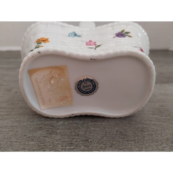 Butterflies and Flowers Vintage Irice Ceramic Basket Made fin Japan - Picture 7 of 8